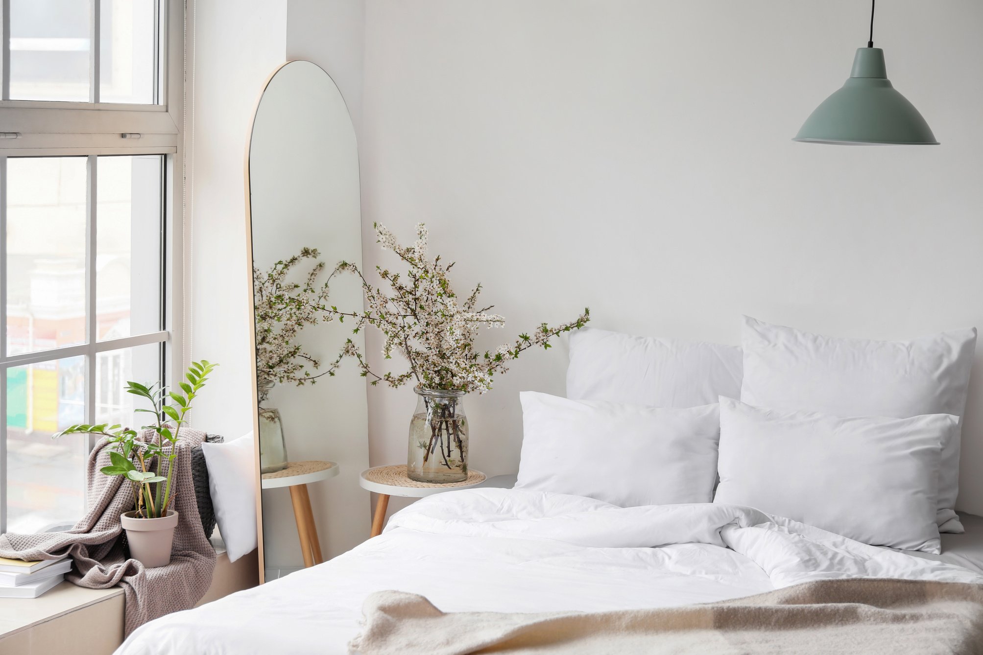 Interior of Modern Bedroom with Mirror